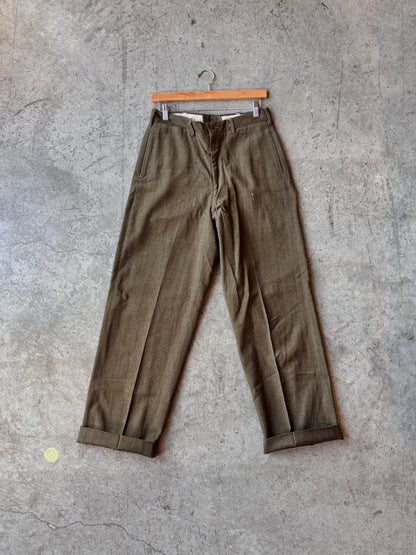 1950s Green Military Wool Trousers