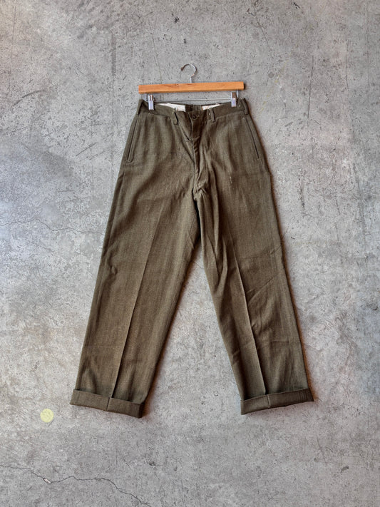 1950s Green Military Wool Trousers