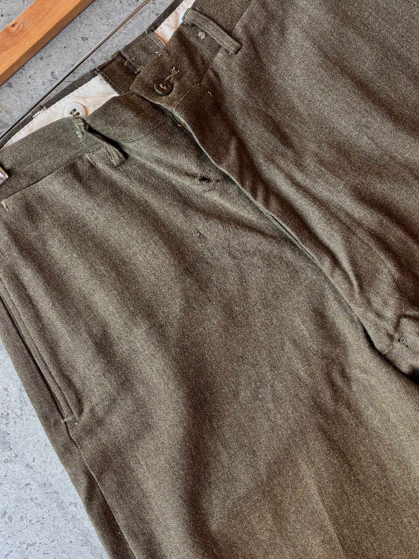 1950s Green Military Wool Trousers