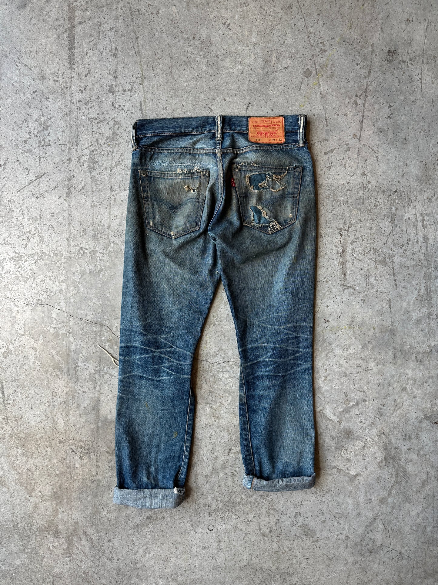 Distressed Selvedge 511 Levis