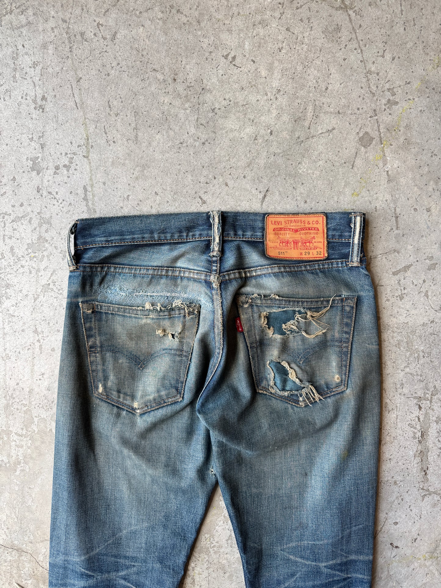 Distressed Selvedge 511 Levis